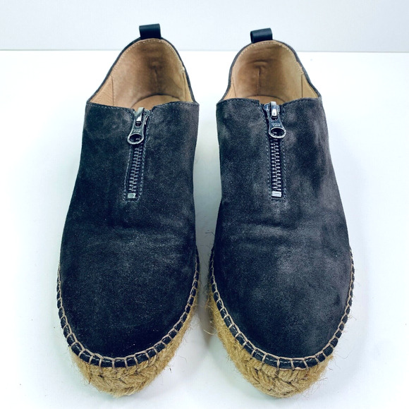 Eric Michael Womens Size 41 US 10-11 Serena Platform Espadrilles Gray Suede Zip - Picture 1 of 9